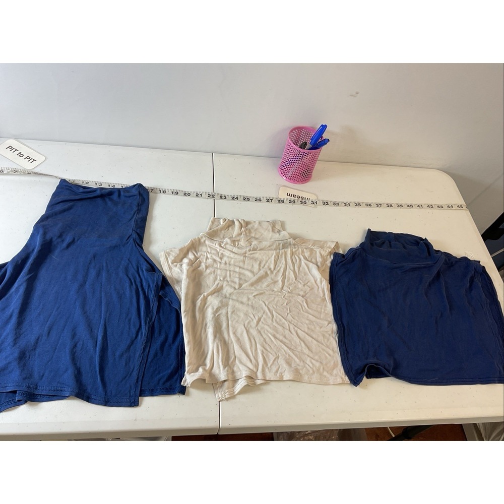 Lot of 3 WinterSilks Ivory Navy Blue Dickey OSFA 100% Silk False Turtleneck